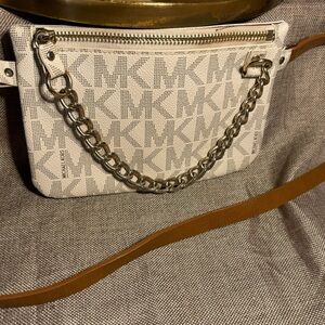 MK Vanilla cream colored gold pull chain belt bag